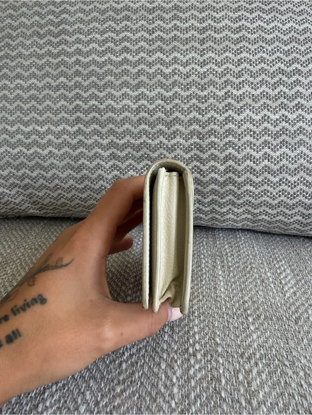 Saint Laurent Paris Off White Grain Leather Compact Snap Wallet